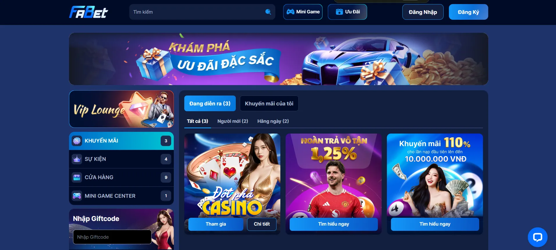 Khuyến mãi hấp dẫn tại FABET